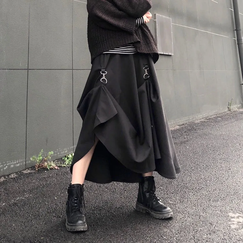 Buckle Irregular Gothic Street Skirt - Image 3