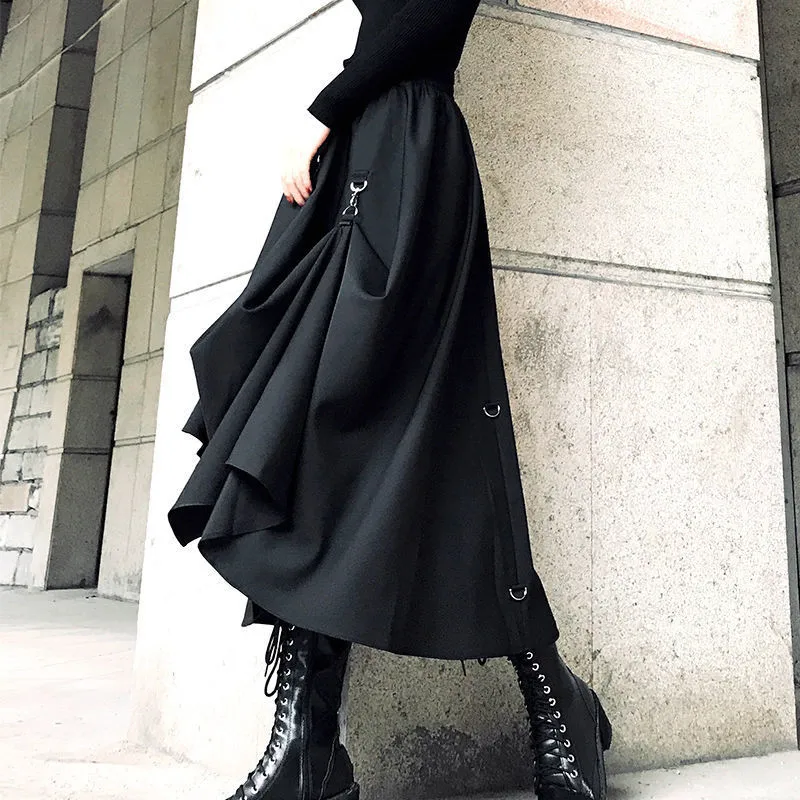 Buckle Irregular Gothic Street Skirt - Image 5