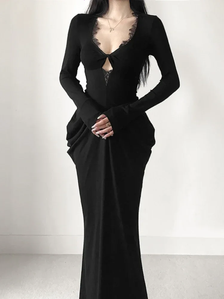 Elegant Lace Patchwork Corset Maxi Dress - Image 3