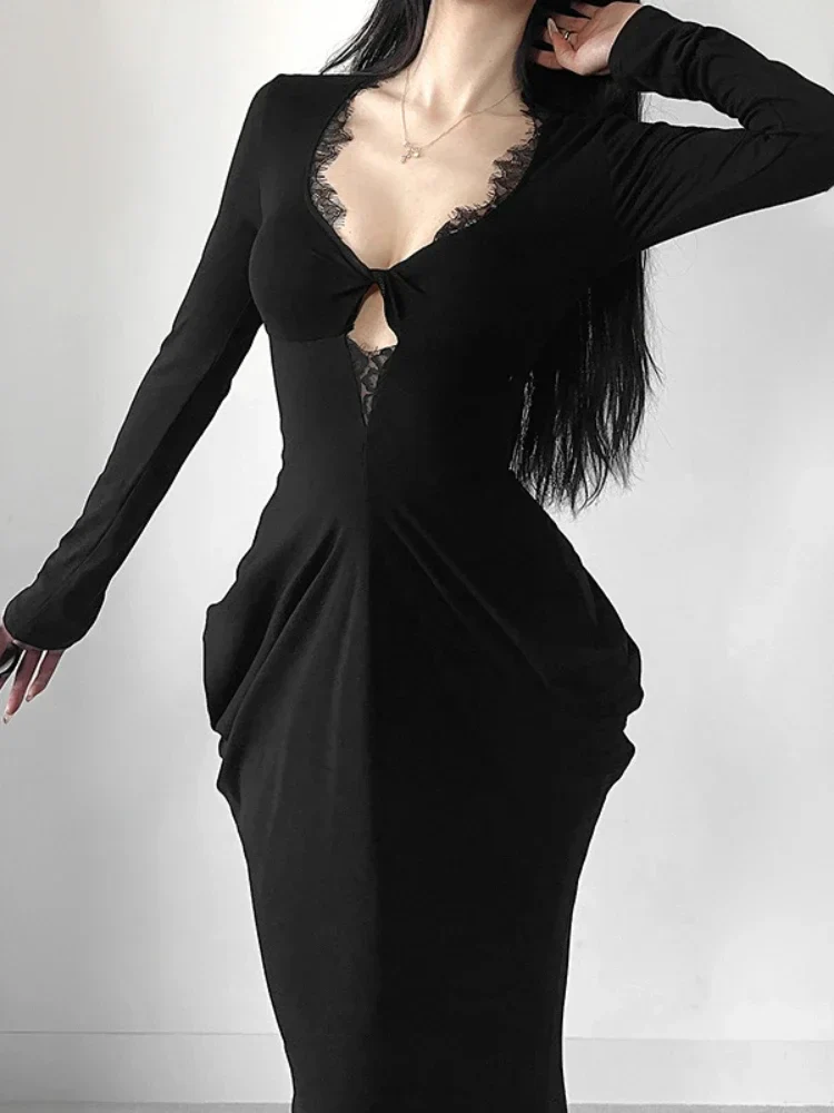 Elegant Lace Patchwork Corset Maxi Dress - Image 4