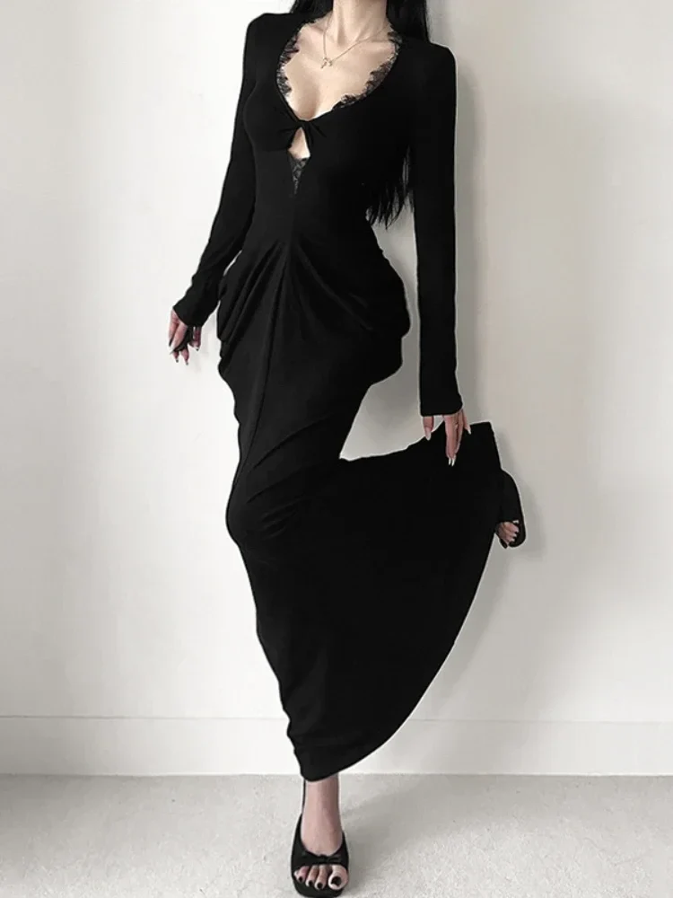 Elegant Lace Patchwork Corset Maxi Dress - Image 6