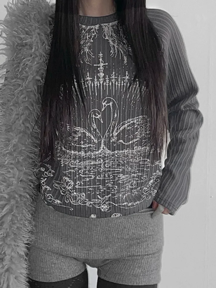 Emo Printed O-neck Knit Top - Image 5