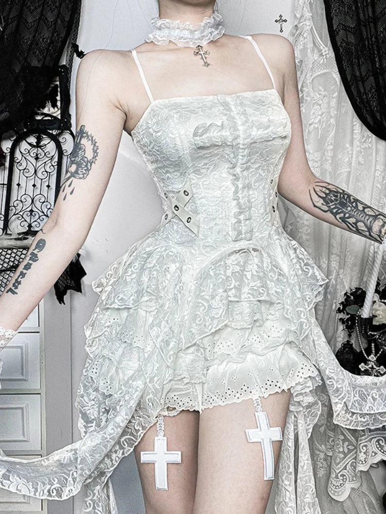 Goth Sweet Lace Eyelet Crop Tank Top - Image 10