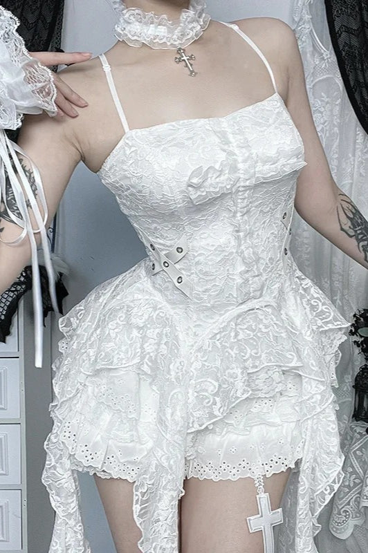 Goth Sweet Lace Eyelet Crop Tank Top - Image 4