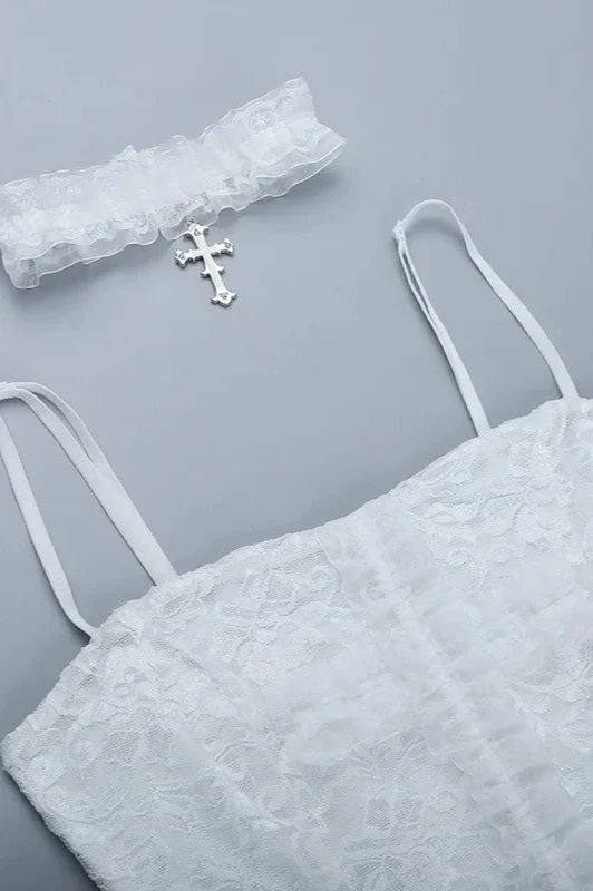 Goth Sweet Lace Eyelet Crop Tank Top - Image 7