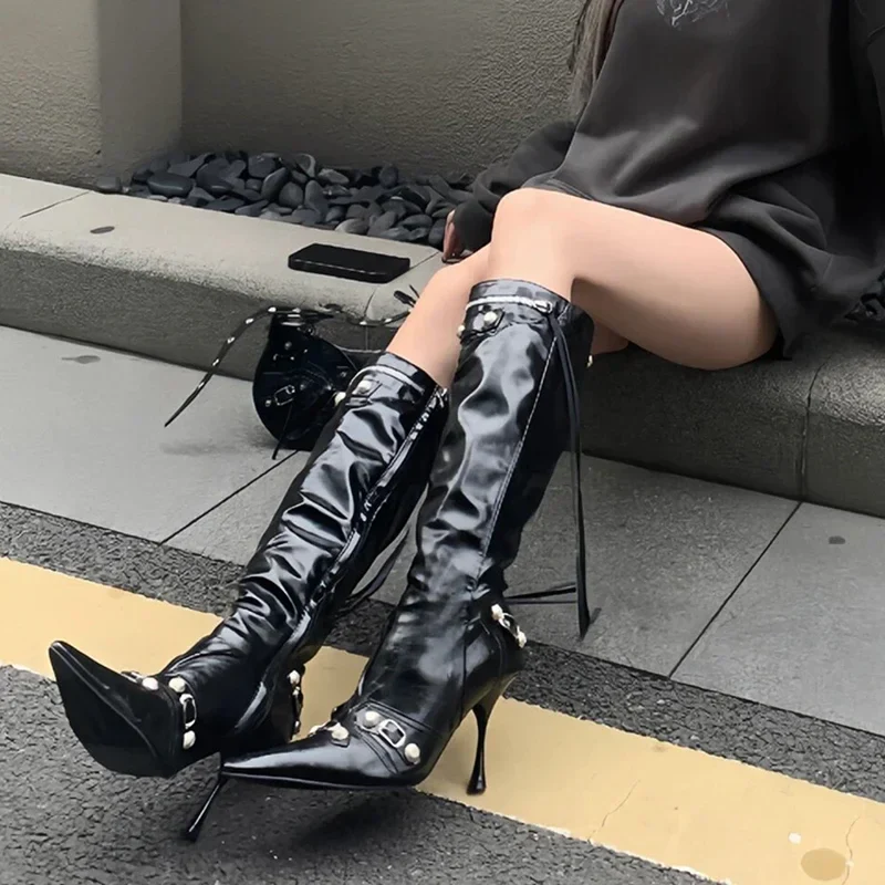 Gothic Knight High Fashion Pointed Toe Long Boot - Image 4