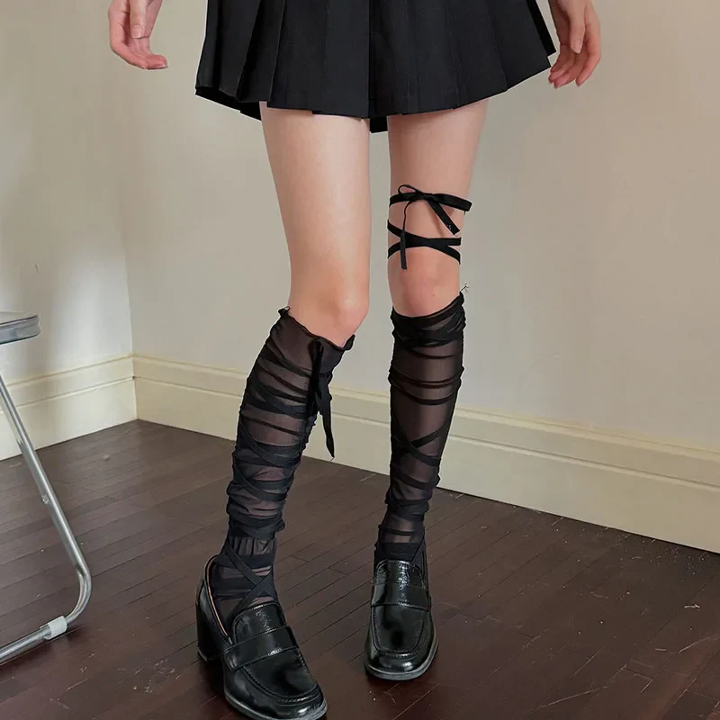 Gothic Strap Lace Ballet Sock - Image 3