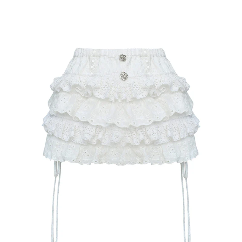 High Waist Cake Lace Vintage Skirt - Image 4