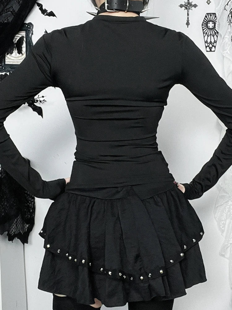 Hollow Mesh Patchwork Knit Top - Image 4