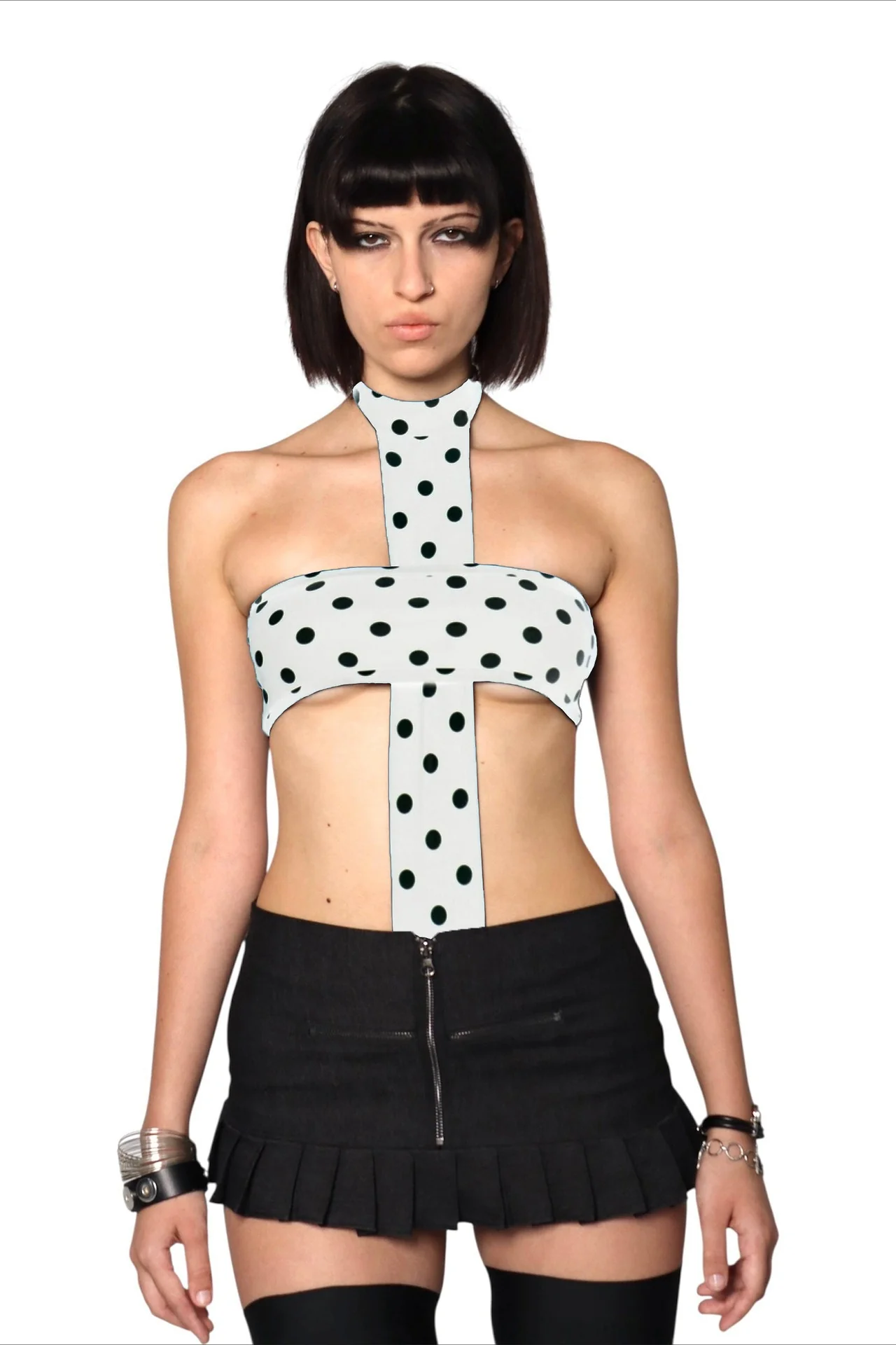 Punk Polka Dot Print Halter Cami Top - Image 4
