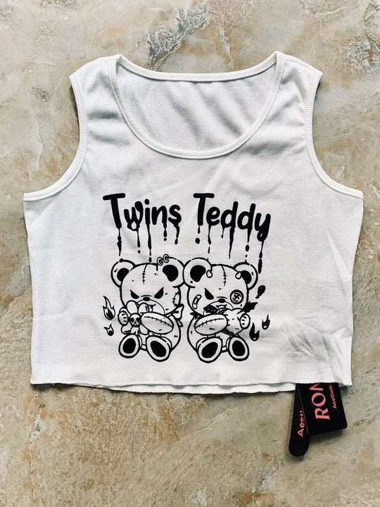 Punk Teddy Graphic Cropped Cami Top - Image 4
