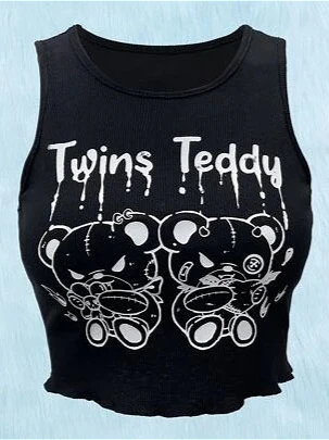 Punk Teddy Graphic Cropped Cami Top - Image 5
