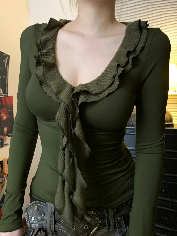 Ruffle V-neck Knit Top - Image 4