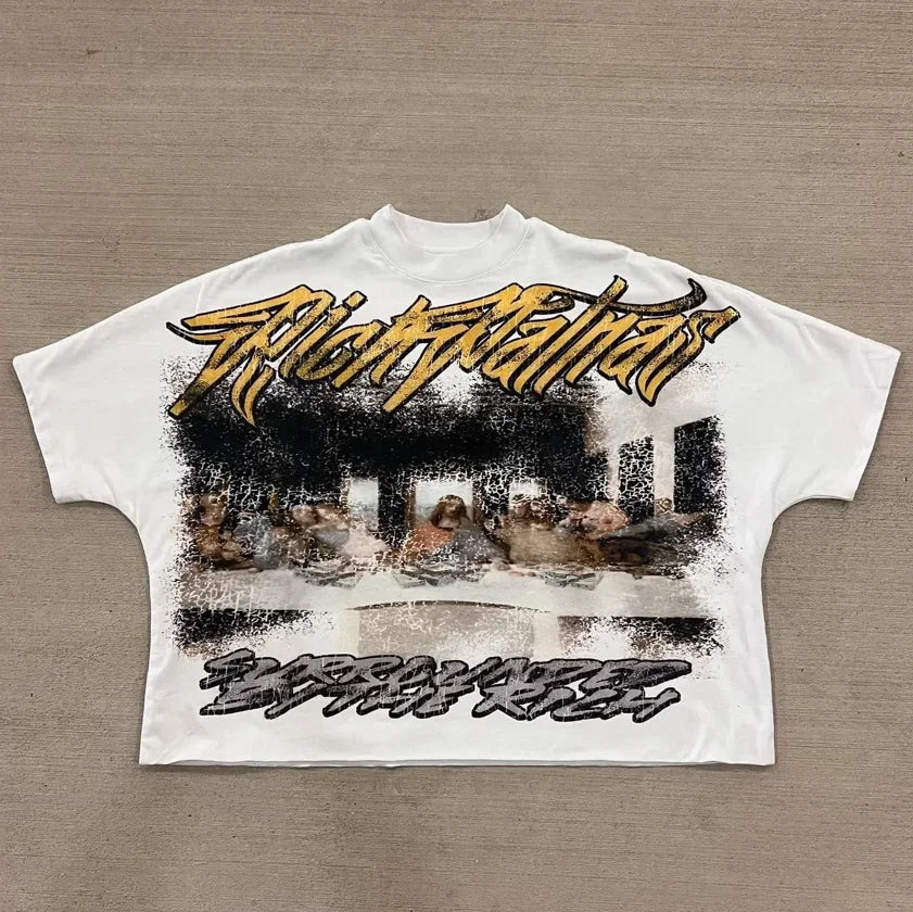 Summer Gothic Cross Graphic Print Cotton T-shirt - Image 12