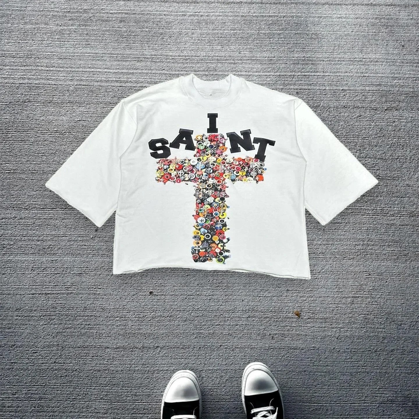 Summer Gothic Cross Graphic Print Cotton T-shirt - Image 7