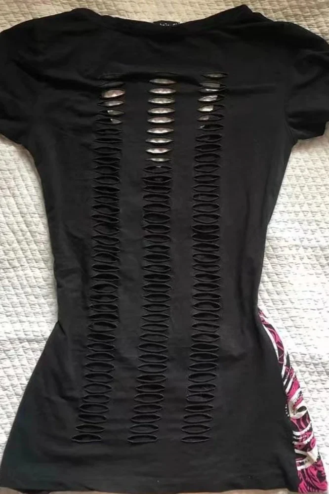 Y2K Punk Slim Short Sleeve Mesh Top - Image 4