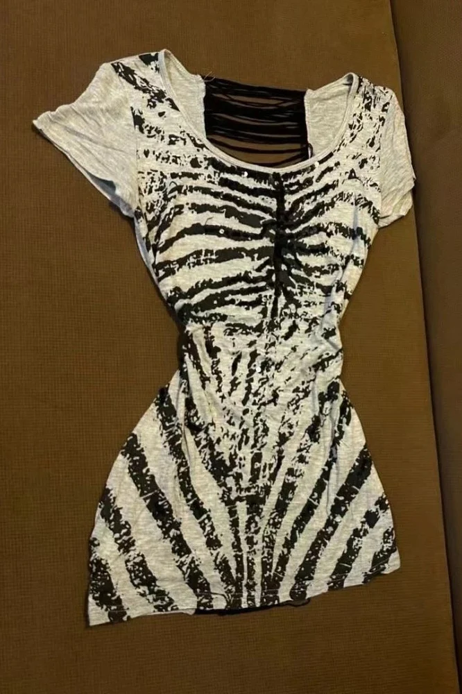 Y2K Punk Slim Short Sleeve Mesh Top - Image 5